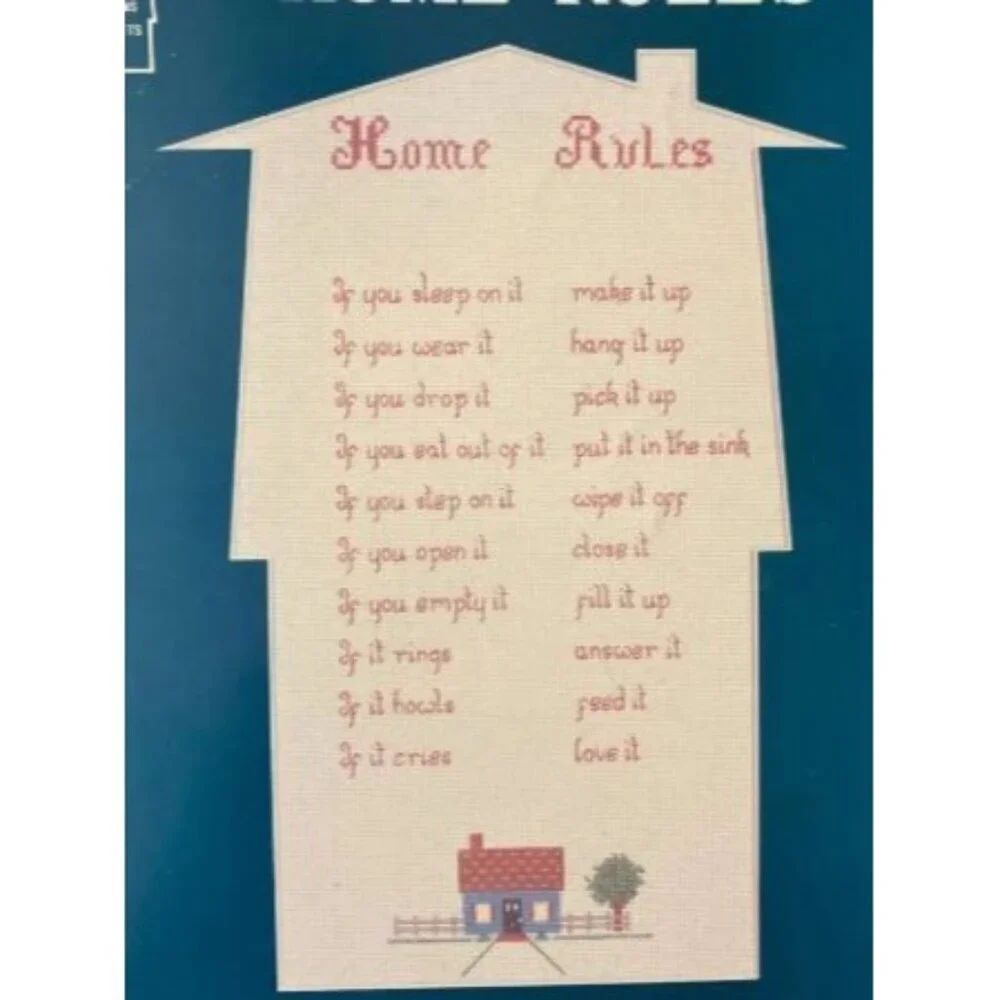 VTG 1981 Home Rules Cross Stitch Pattern Donna O. Johnsons Homestead Design AK12